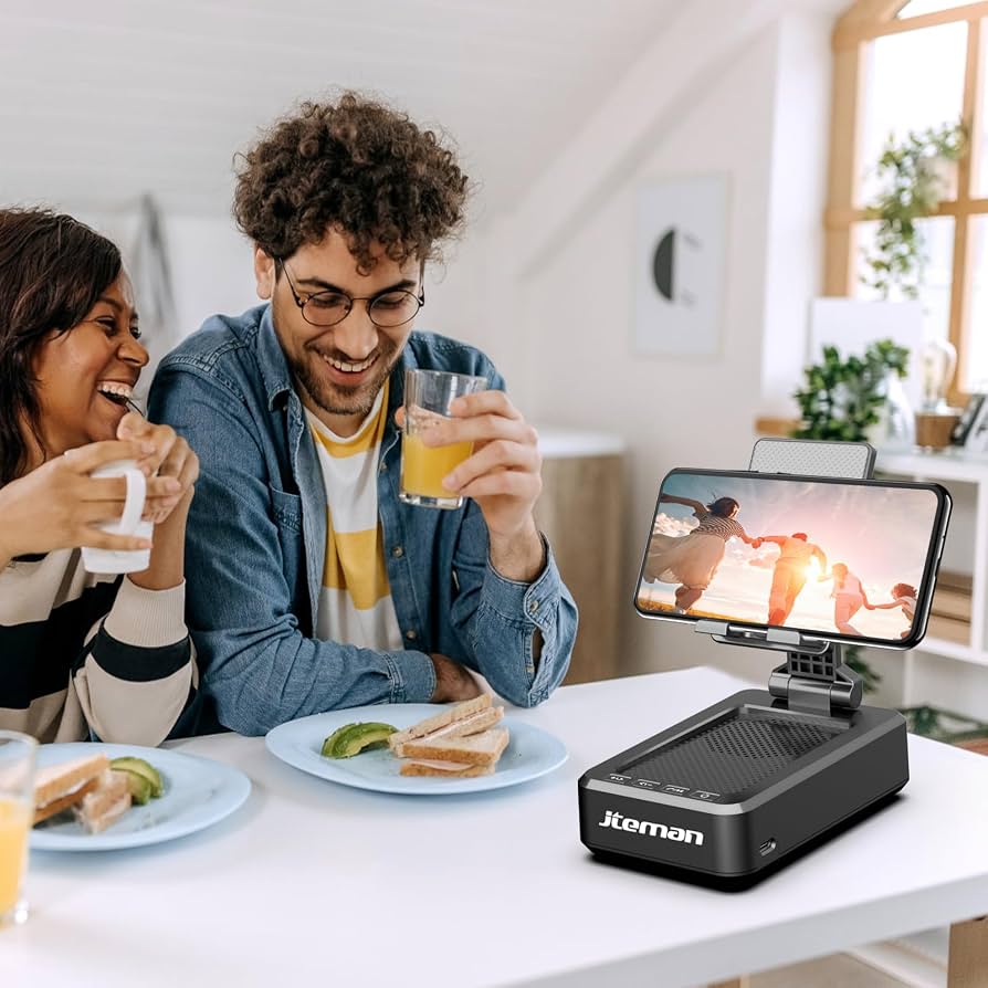 Soporte para teléfono celular con altavoz