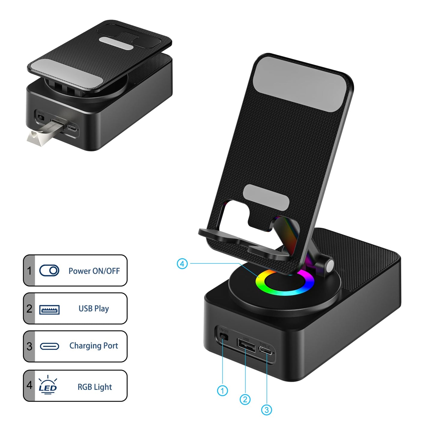 Soporte para teléfono celular con altavoz